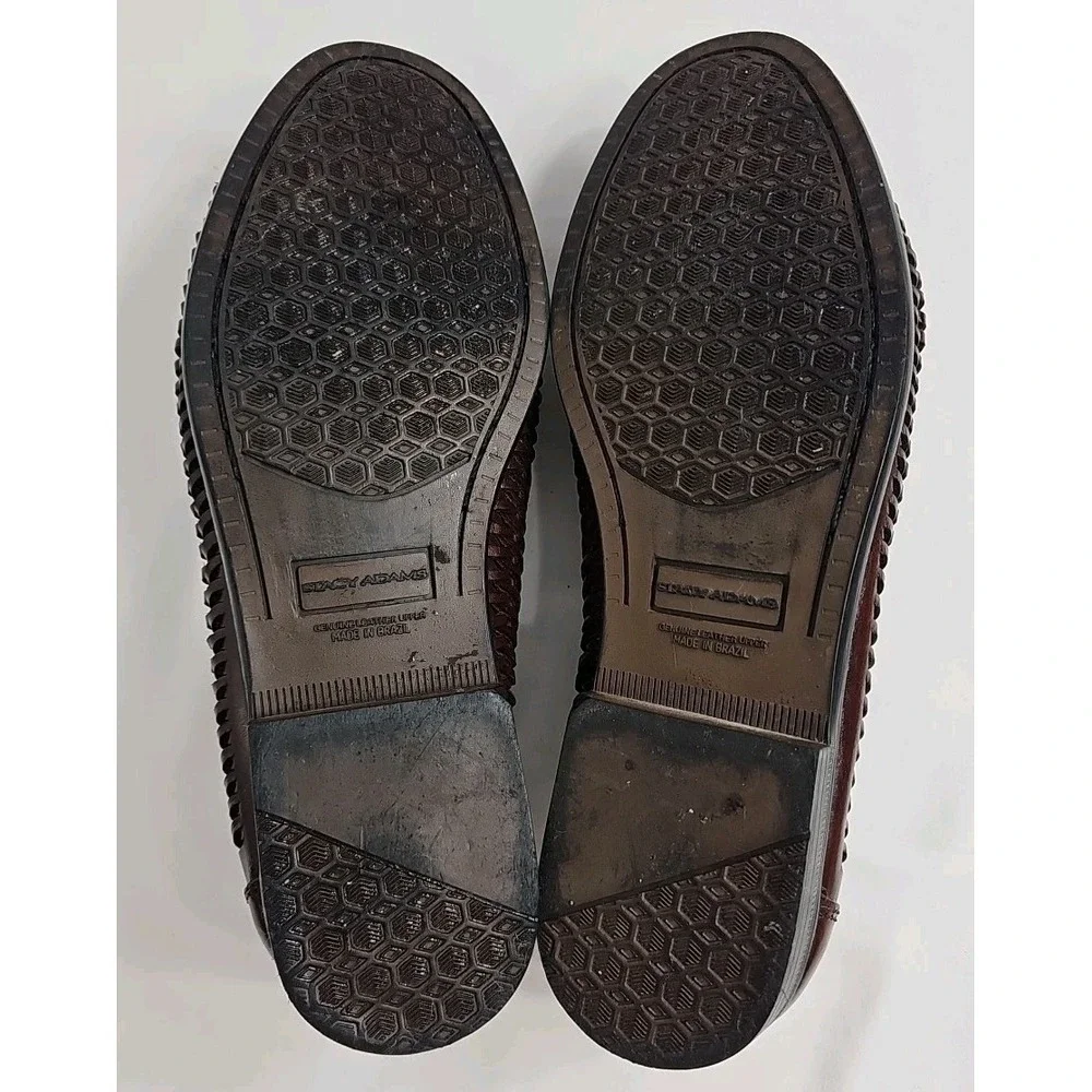 STACY ADAMS Men's 9.5M Brown Woven Leather Tassel #21966 Loafers Dress Shoes